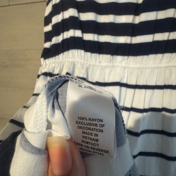 Elle Striped Sleeveless Dress in Navy and White - Picture 3 of 6